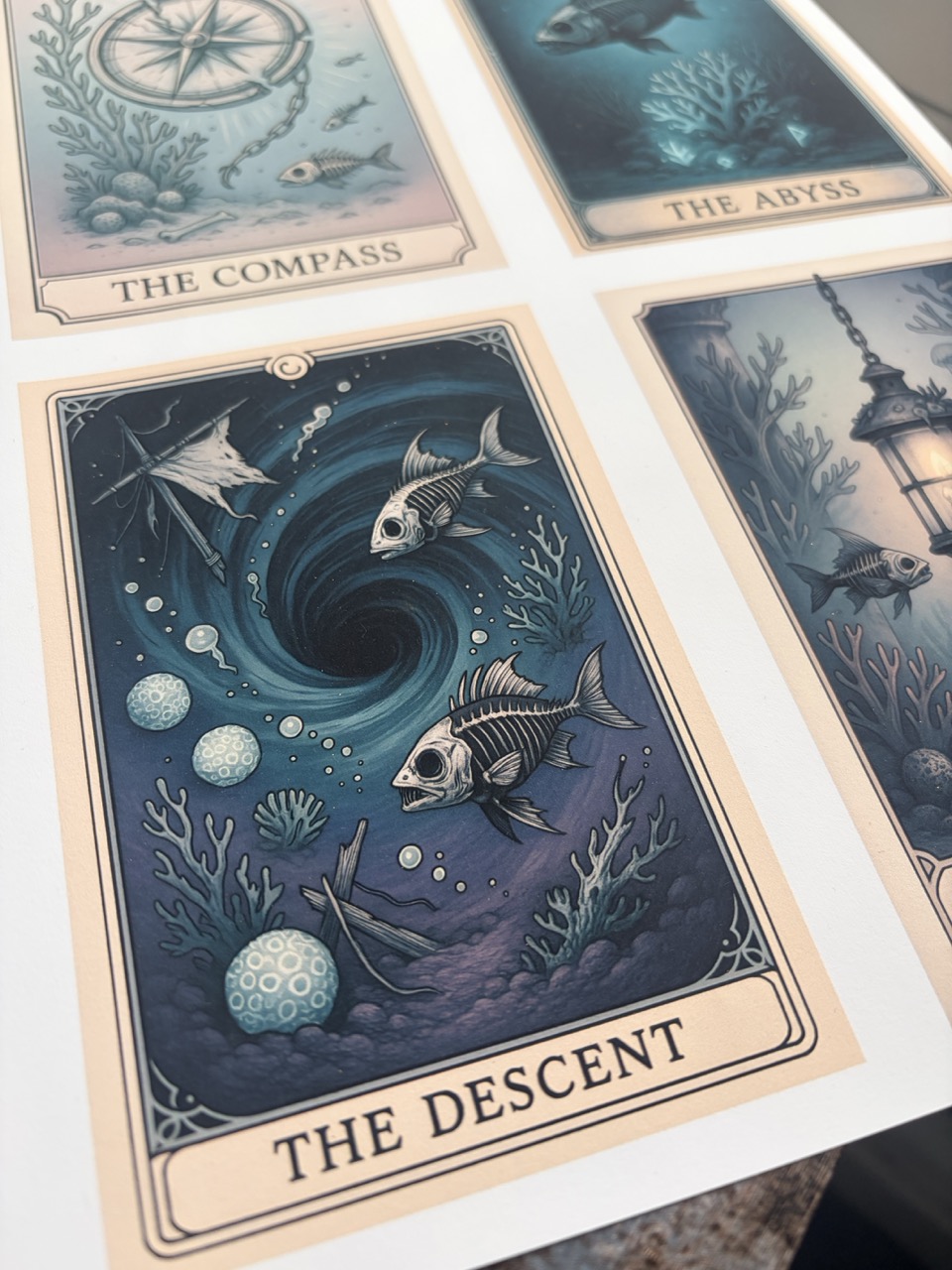 creepy ocean tarot cards illustrations for print and cut