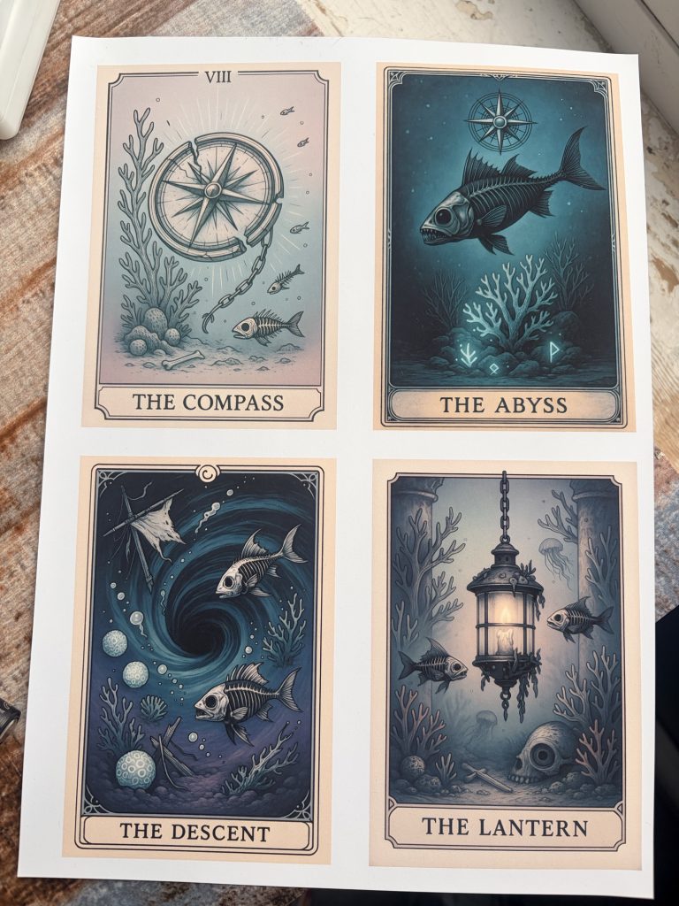 gothic ocean tarot cards printed on matt photo paper