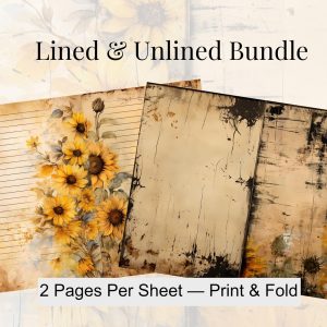 image of printaable vintage sunflower journal paper