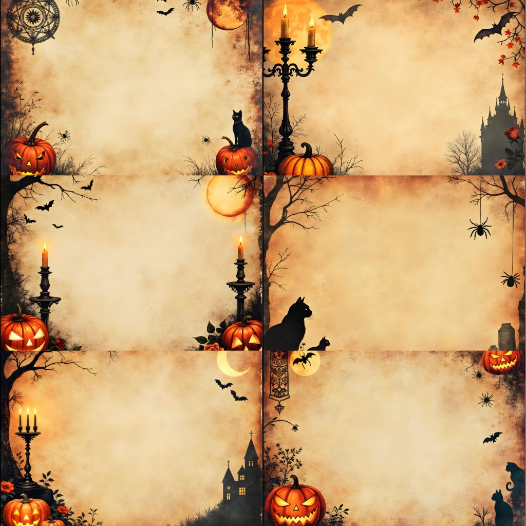 Halloween papers pumkins and cats 6 gothic backgrounds